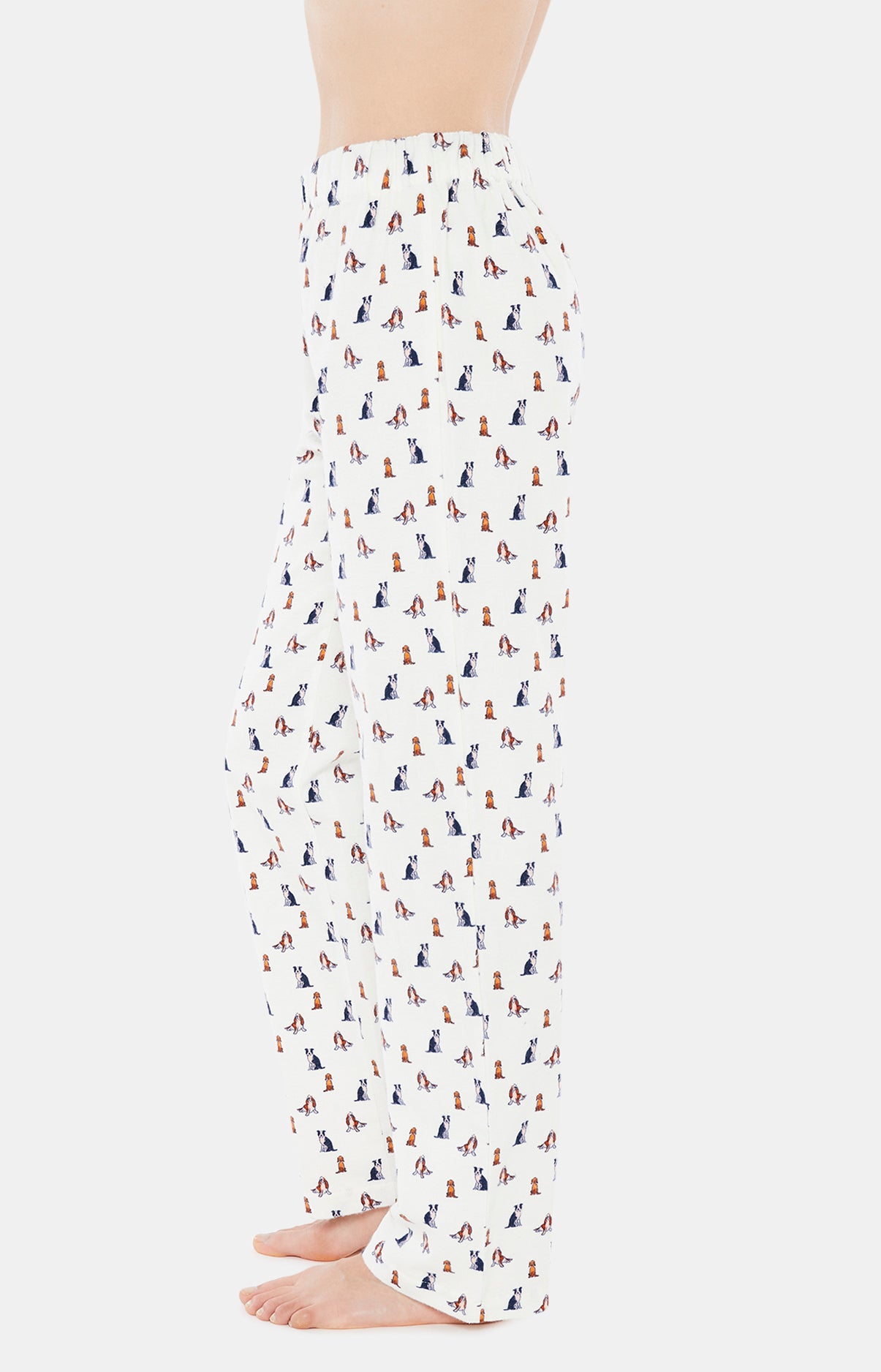 Pyjama long boutonné Femme Toutou Blanc et Ivoire 6