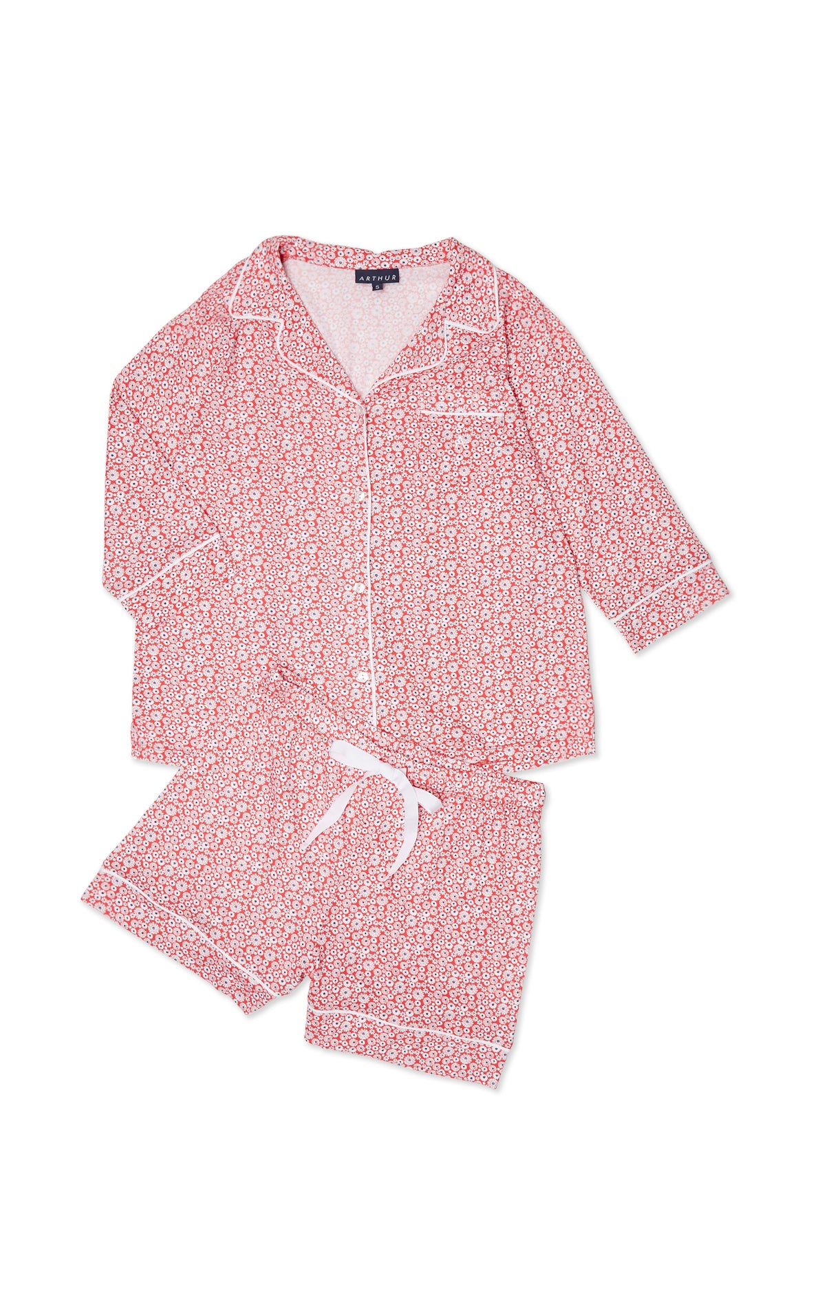 Pyjama court Femme Marguerite Rouge 3