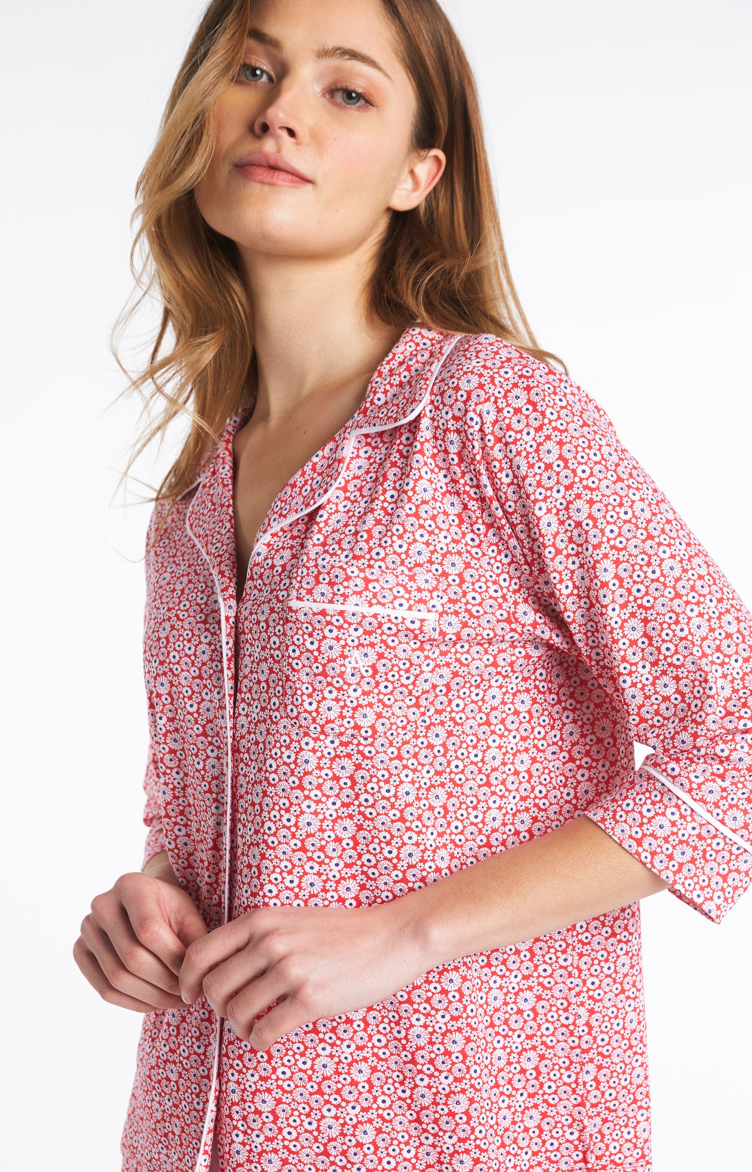 Pyjama court Femme Marguerite Rouge 4