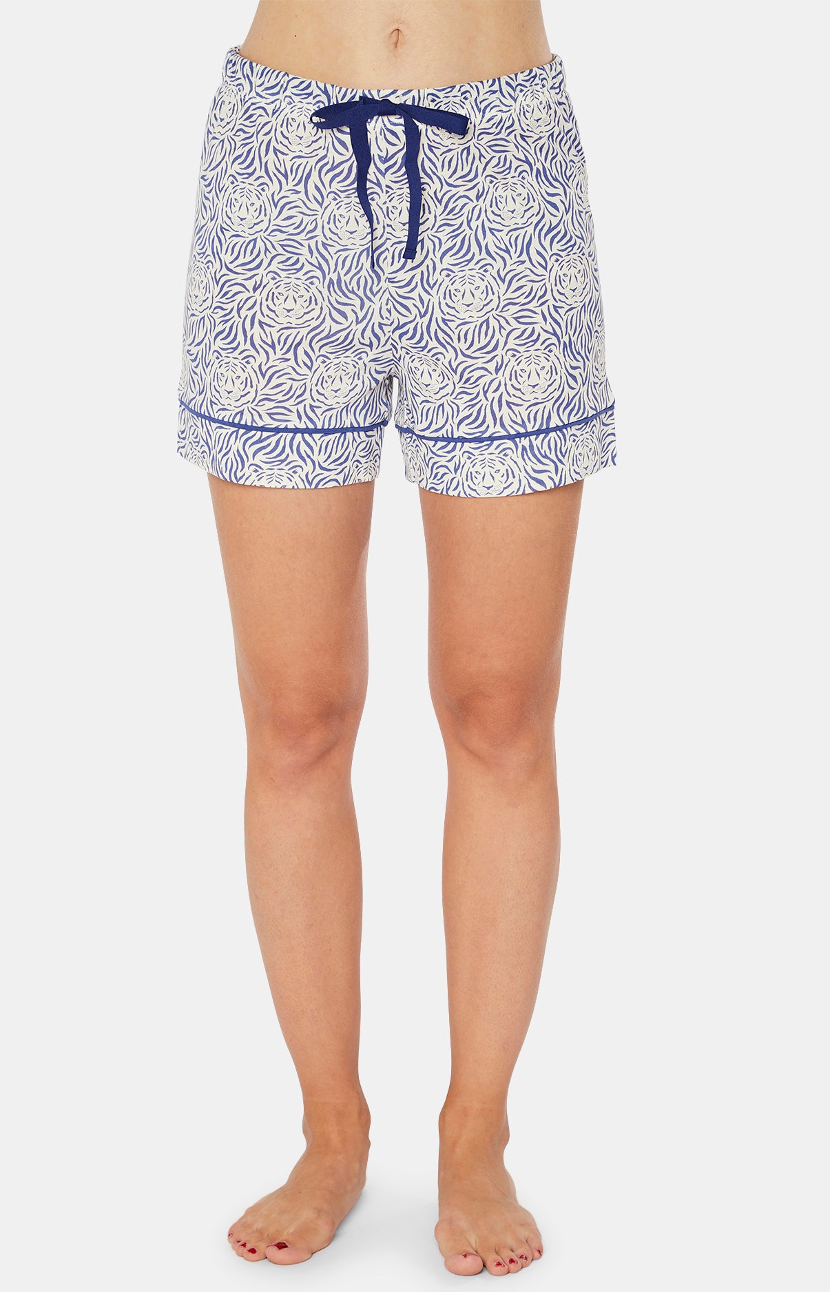 Pyjashort boutonné Femme Tigre Bleu 5