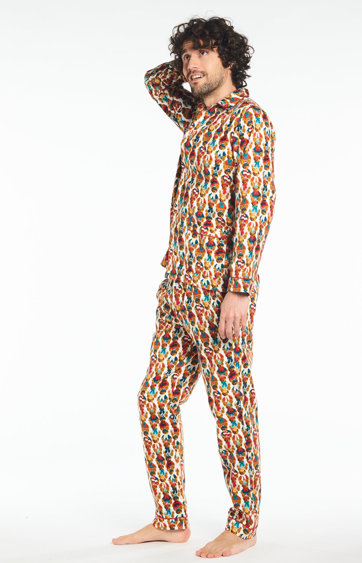 Pyjama Homme long Homme Pilou Teddy Blanc et Ivoire 4
