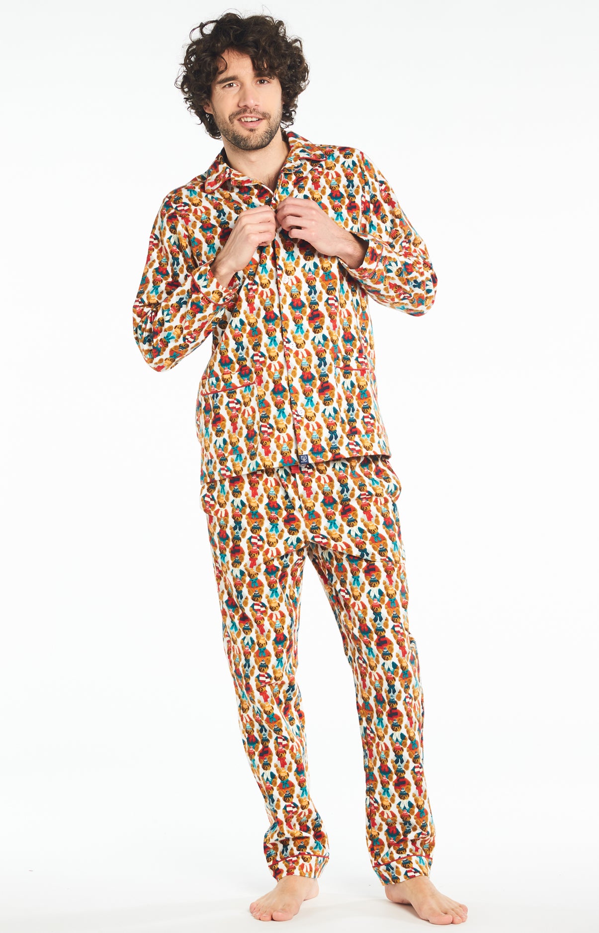 Pyjama Homme long Homme Pilou Teddy Blanc et Ivoire 5