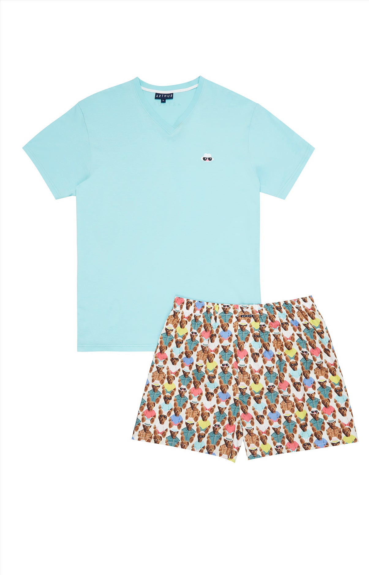 Pyjashort Homme Teddy Blanc et Ivoire 15