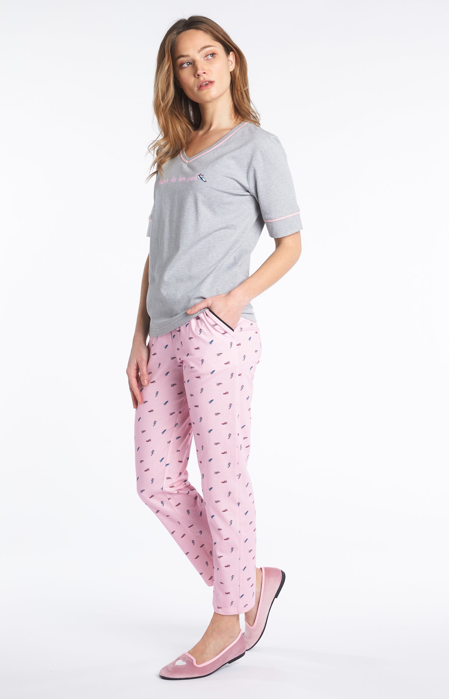 Pyjama long Femme Sneakers Rose 2