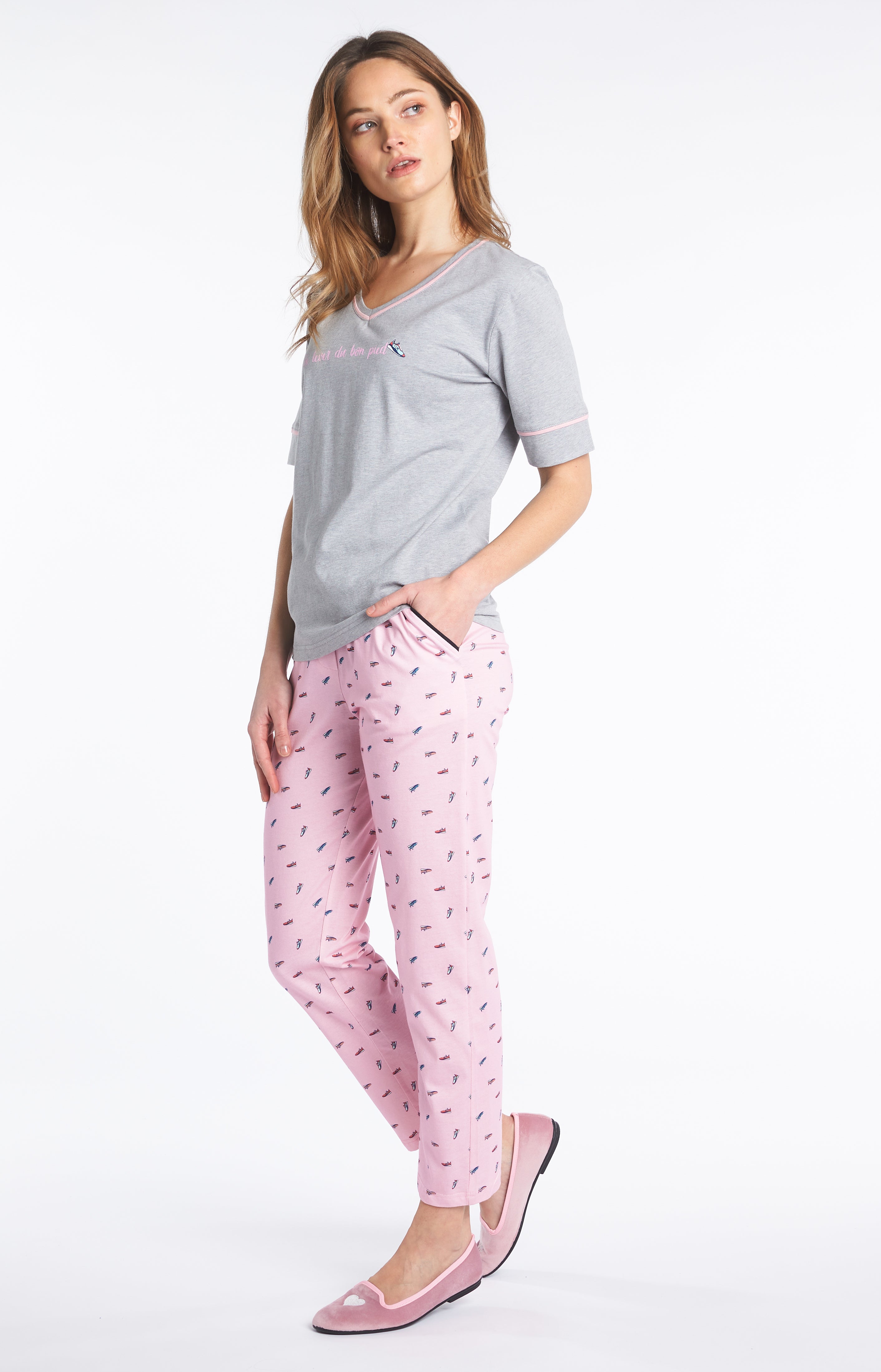 Pyjama long Femme Sneakers Rose 2