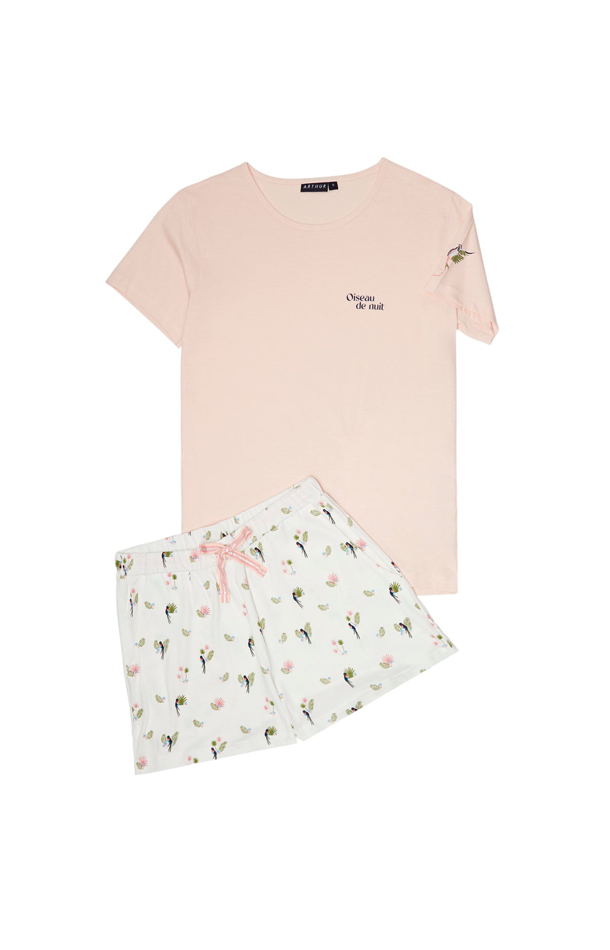 Pyjashort Femme Birdie Blanc et Ivoire 3