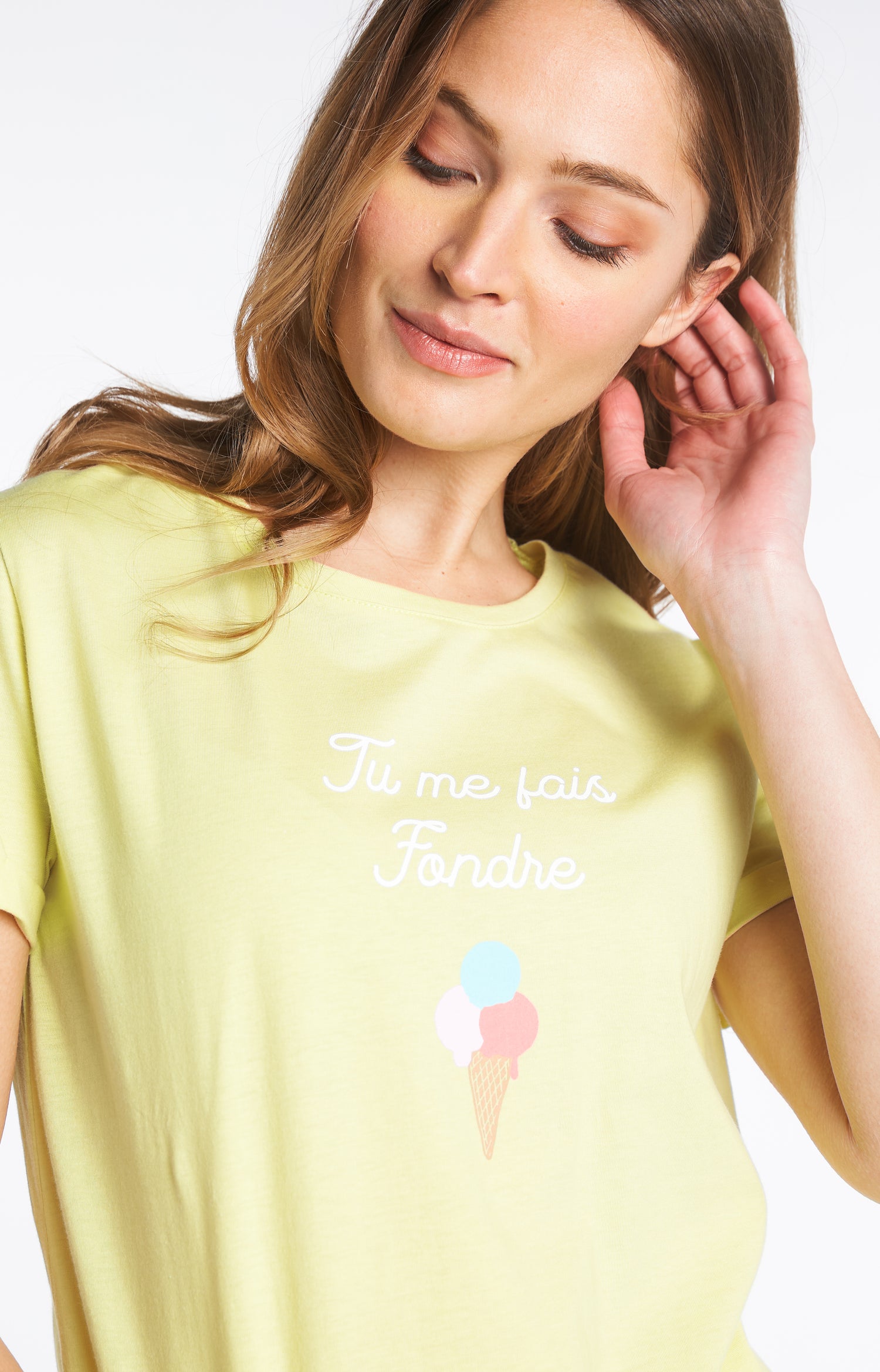 Pyjama court Femme Icecream Blanc et Ivoire 2