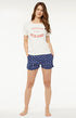 Pyjama court Femme Roland Garros Blanc et Ivoire 2