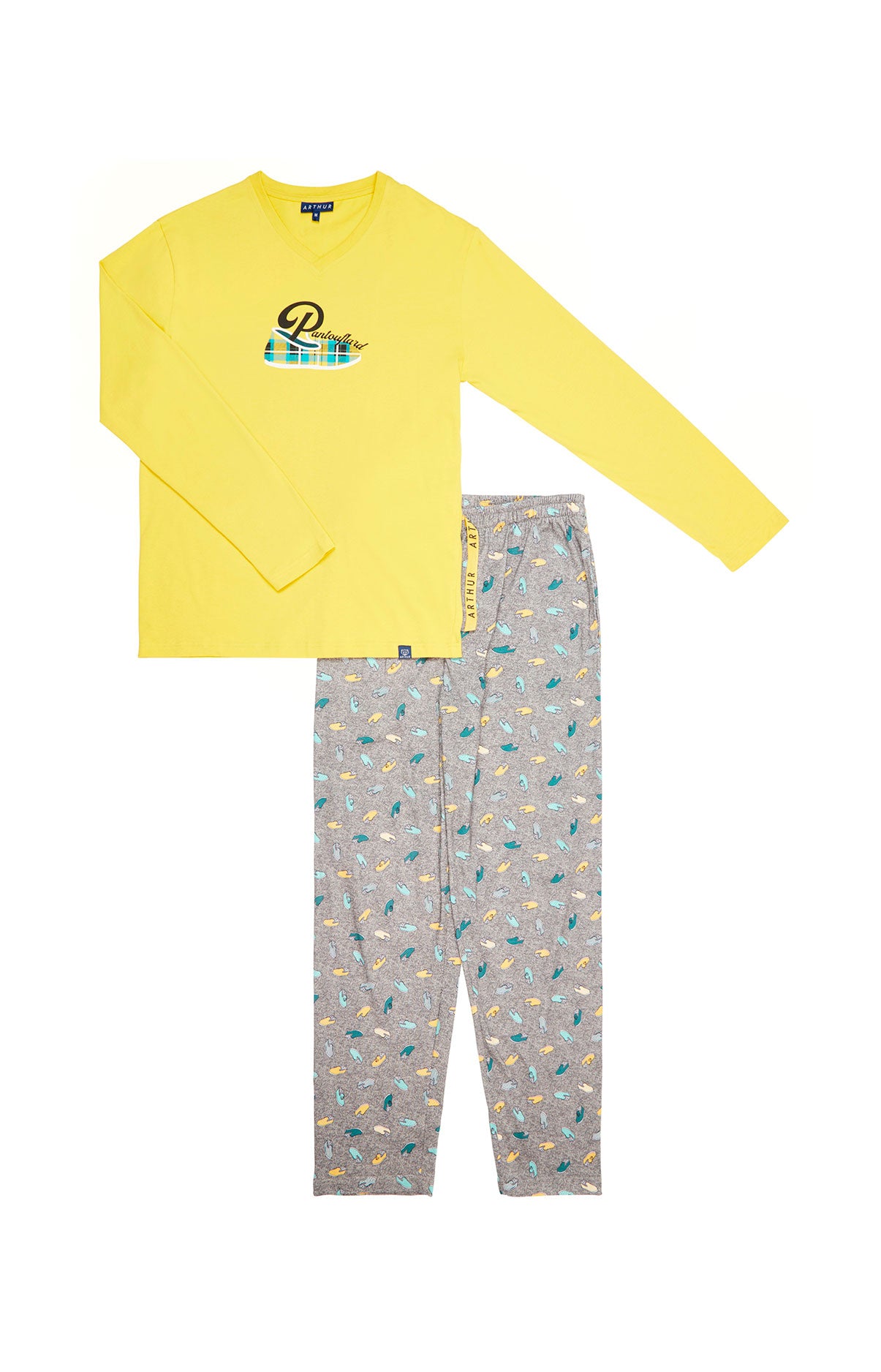 Pyjama long Homme Pantouflard Gris 3