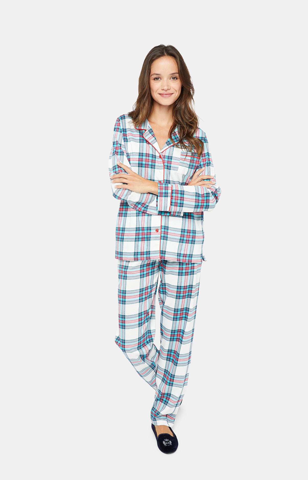 Pyjama long boutonné Femme Honoré Blanc et Ivoire 1