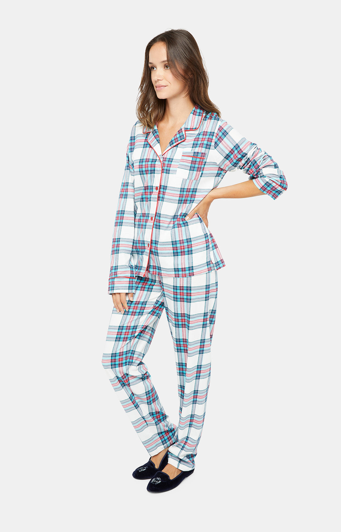 Pyjama long boutonné Femme Honoré Blanc et Ivoire 2