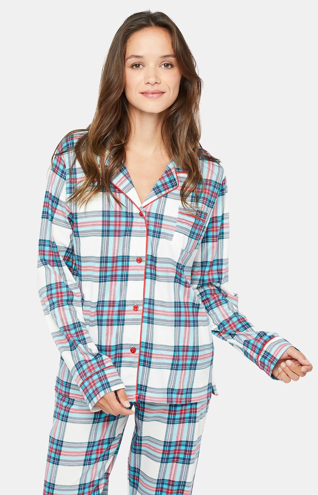 Pyjama long boutonné Femme Honoré Blanc et Ivoire 5