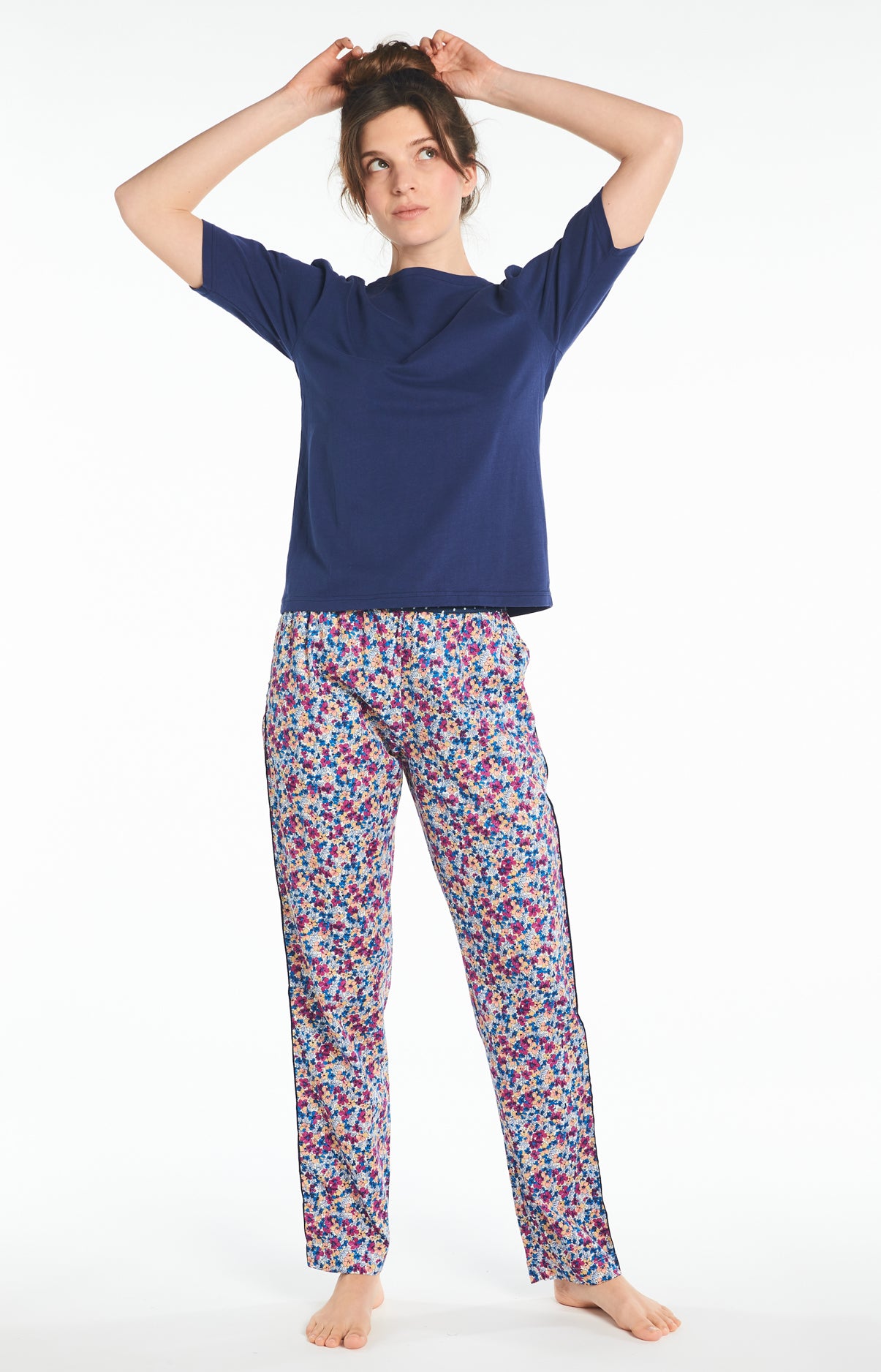 Pantalon Femme Fleur Violet et Bordeaux 4