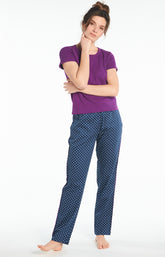 Pantalon Femme Pois Marine 1