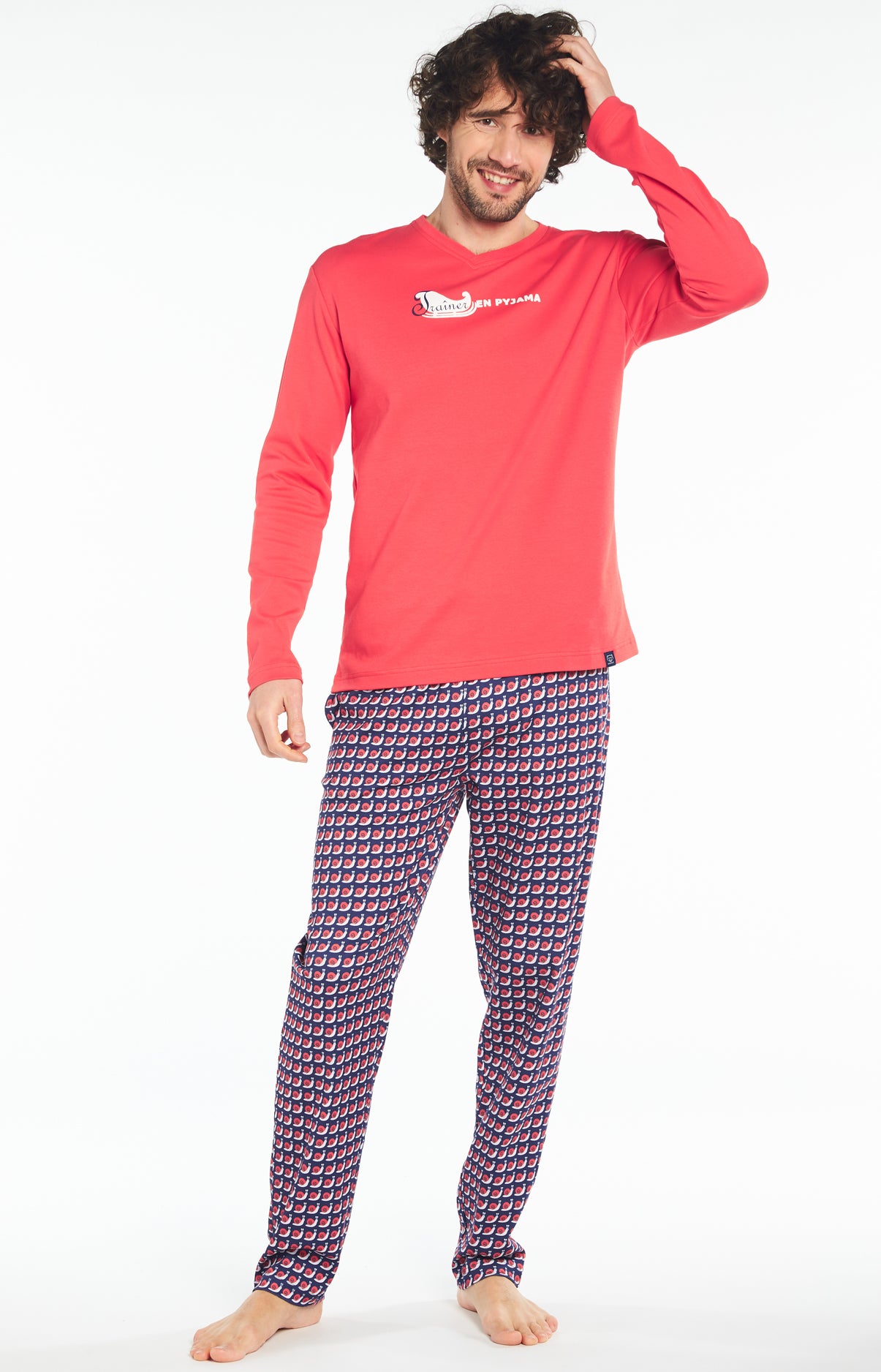 Pyjama long long Homme Trainer en Pyjama Rouge 1